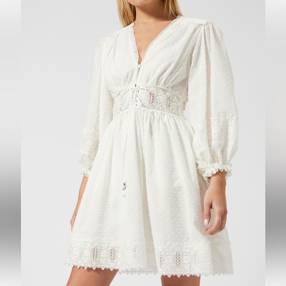 Zimmermann Dresses & Skirts - Zimmermann Iris Corset White Lace Dress Petite Small.